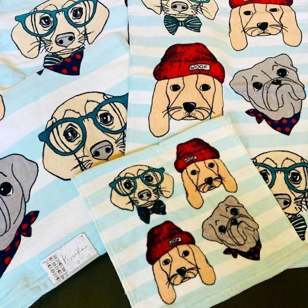 Preppy Dogs 4-pc Dog Print Bath Towels Set